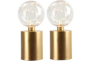 JHY DESIGN Lot de 2 Lampe de Table sans fil 21.5cm abat-jour lampe de chevet Alimentée par Piles moderne lampe chambre pour Chambre Salon Dortoir Studio Café mariages (d'or)
