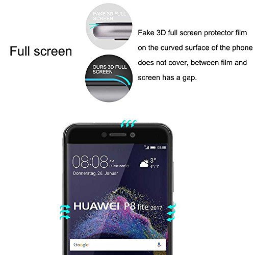 Protector de Cristal Templado Blanco Huawei P8 Lite 2017 5 2  4G  3D Completo Cubre todo