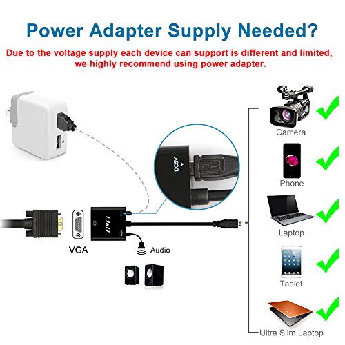 Micro HDMI auf VGA, J&D Goldbeschichteter Micro HDMI auf VGA Konverter inkl. Audio - 3