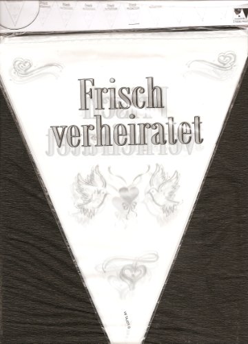 Wimpelkette Frisch verheiratet, Hochzeitsdeko