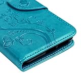 Huawei Nova Hülle YOKIRIN Schmetterling Blumen Muster PU Leder Schutzhülle Case Brieftasche Flipcase Cover Buchstil Klapptasche Kartenfächer Handyhülle Taschen für Huawei Nova mit Eingabestift Stylus Touch Pen in Blau - 