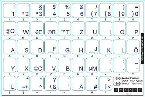 Deutsch transparente Tastaturaufkleber mit Blauen Buchstaben – Geeignet für jede Tastatur - 4