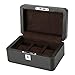 Produktbild AMYMGLL 3 Gitter Uhren Aufbewahrungsbox Schmucksache-Vitrine Tablett Faux Leder Schwarz , dark brown lining