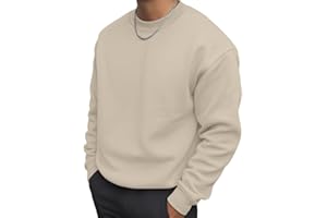 PrinStory Sweatshirt For Men Uk Cotton Round Neck Jumper Warm Long Sleeve Pullover Sweater With Ribbed Hem