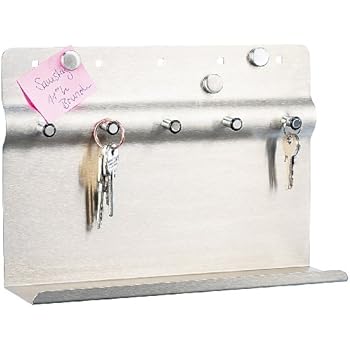 axentia Schlüsselboard in Silber, Memoboard aus rostfreiem Edelstahl ...
