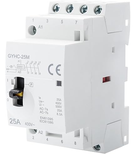 Heschen Contacteur AC Domestique CT1-32 32A 4 Pôles 4NO Bobine 12V AC - Rail DIN