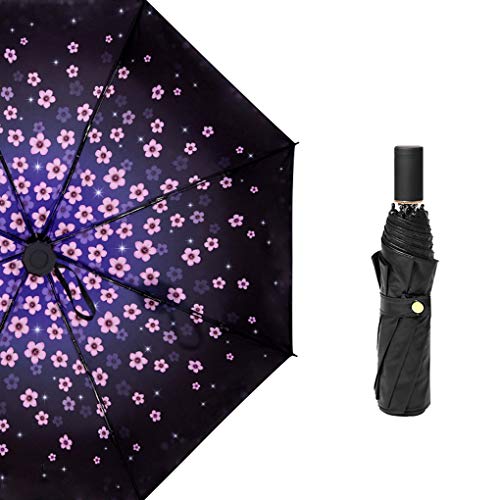 Preisvergleich Produktbild YJJY Regenschirm Taschenschirm Regenschirm - Tragbarer Kompakter, Ultraleichter 5-Fach Sonnenschirm Mit Mini-Sonnenschutztasche,3foldpurple