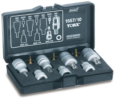 HAZET Jeu 1557/10 6,3 mm (1/4 10 mm (3/8, Carré Creux 12,5 mm (1/2 Pouce) ∙ Profil TORX intérieur ∙ Nombre d'outils : 10, Multicolore