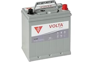 VOLTA BATERÍAS Bateria de Coche Marca Asiática 45Ah 370A - Borne +Dcha - Medidas Largo 187 x Ancho 127 x Alto 220 mm con 2 años de Garantía - Fabricación Europea.