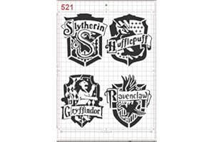 GiwuArt - HP Hogwarts Houses Emblem Pack Stencil Mylar A4 Sheet 190 Micron Strong Reusable Craft Art Wall Deco