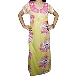 Indiatrendzs Women Nighty Hosiery Polka Dot Nightwear Summer Floral Night Gown 42"(Yellow)