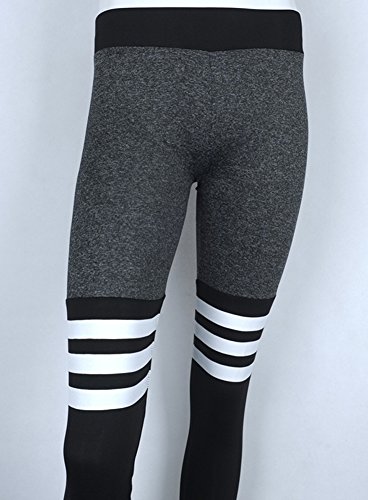 DELEY Damen Mädchen Jeden Tag Dehnbar Flexible Leggings Nahtlose Kontrast Farbe Streifen Print Strumpfhose Bleistifthose Fitness Yoga Hosen - 4