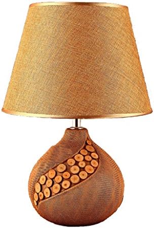 SMILR Retro Ceramic Table Lamp, Warm Bedroom Study room Bedside Lighting lamp, Hand-Made Burlap lampshades E27 Yellow, 13.78in * 10.24in * 6.30in
