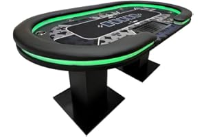 Home Deluxe LED Table de Poker Flush - 213 x 106 x 78 cm - avec éclairage LED | Table de Joueur Poker Casino