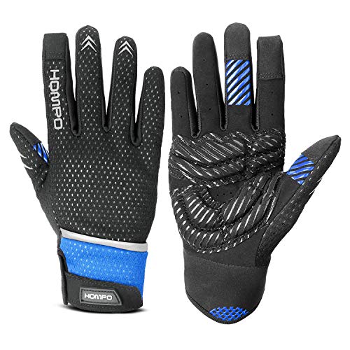 HOMPO Cycling Gloves Full Finger Cycle Gloves 5 mm Shock-absorbing Pad Touch Screen Warm Wind-proof and Breathable Mountain, Road Bicycle Gloves for Men, Women and Children