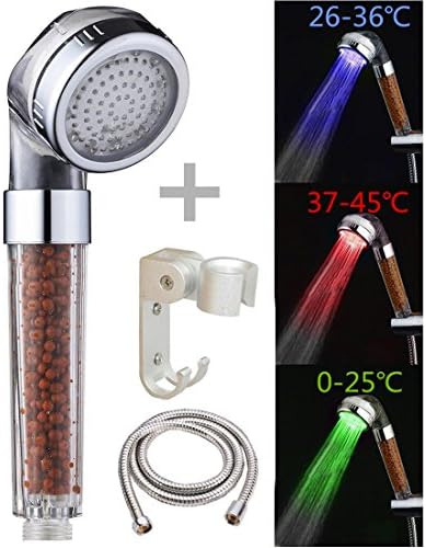 Hand Held LED Shower Head with Long Hose and Aluminum Holder (Shower Kits)