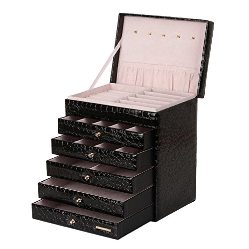 ROWLING Schmuckkoffer Schmuckkästchen Schatulle mit 5 Schublade ZG209 (Schwarz) - 6