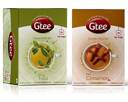 GTEE Tulsi Tea Bags & Cinnamon Tea Bags, 25 Tea Bags (Pack of 2)