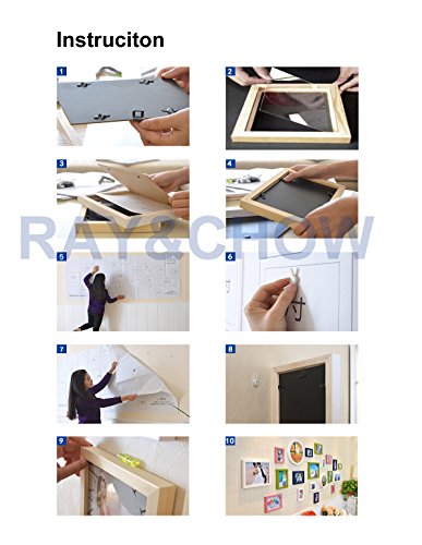 Bilderrahmen Set aus Echtholz mit Glasscheibe – 11er Set Fotorahmen Kollage – 135x70cm – Weiß – enthält Passepartout – Rahmenbreite 2cm! - 9