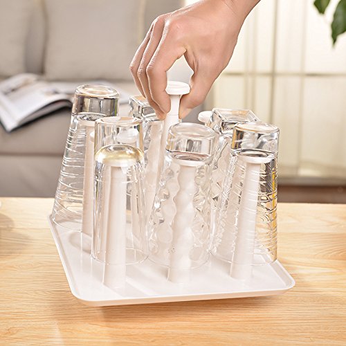 e-meoly Multifunktions Organizer Halter Tasse Trocknen Rack Flasche Trocknen Rack Dish Cup Abtropfgestell, Kitchen Organizer Küchenutensilien Halter weiß - 2