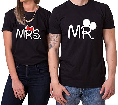 WhyKiki Mister Misses Partnerlook Couple T-Shirt Set Sweet for Couples as Gifts