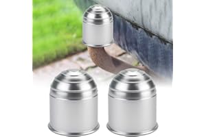 STCRERAG 2Pcs Tow Ball Cover Universal 50mm Tow Bar Ball Cover Cap Silver Towing bar Ball Cap ABS Car Vehicle Truck Tow Ball Cover Cap Towing Hitch Towball Protect for Trailer Truck Caravan