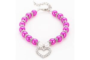 RayMinsino Pet Supplies Pearl Necklace Love Diamond Pendant Pet Collar Cat and Dog Jewelry
