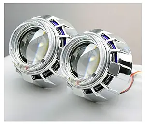 PRIKNIK Hid Headlight Projector 2.5 Inch Lens Kit Super White Light Double Angel Eye(Colour May Vary) Hi/Low Beam- Compatible with Toyota Etios