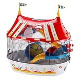 Ferplast Circus Fun Cage à 3 Étages Plastique Robuste et Métal, Ashésifs Colorés et Accessoires Inclus pour Hamsters, Souris et Petits Rongeurs 49,5 x 34 x 42,5 Noir