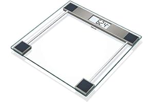 Beurer GS 11 Pèse-personne en verre numérique avec écran LCD, capacité de charge de 150 kg, transparent