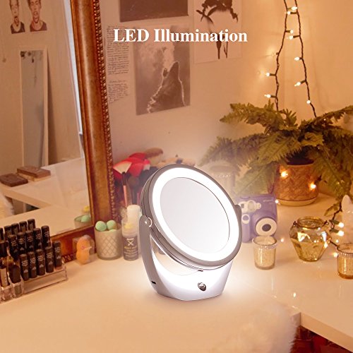 TOUCHBeauty TB-1276 Aufladbarer Kosmetikspiegel 1 X / 5 X Vergrößerung mit LED Beleuchtung Rasier- & Make Up-Spiegel Doppelseitiger 360° Drehbar - 5