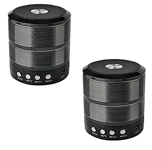 TechKing 2 Pack Portable Mini Wireless Bluetooth Speaker WS 887 with FM Radio, Memory Card Slot, USB Pen Drive Slot, AUX Input Mode