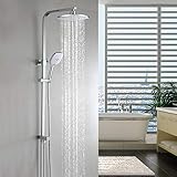 WOOHSE Colonne de Douche Murale avec Douche de Tête à Pluie Ensemble de Douche avec Douchette 3 Fonctions Système de Douche avec Inverseur Manuel sans Robinetterie en Laiton Chromé pour Salle de Bain