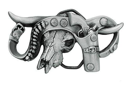 Preisvergleich Produktbild Gürtelschnalle Buckle Skull Longhorn mit Holster Lizensiert mit Prägung