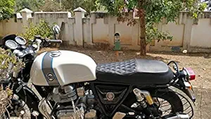 Sahara Seats Royal Enfield Continental GT 650 Leatherette Seat Cover Retro Diamond Design (Black)