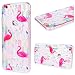 Produktbild GrandEver iPhone 6 Plus / 6S Plus Hülle Silikon Transparent mit Gras Flamingo Muster Handyhülle Gel TPU Bumper Schutzhülle Durchsichtig Klar Rückschale Handytasche Ultra Dünn Flexible Soft Case
