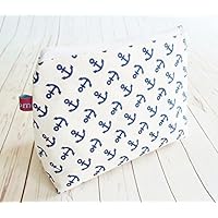 nelomi Schminktasche Kosmetiktasche Kabeltasche Anker blau weiß