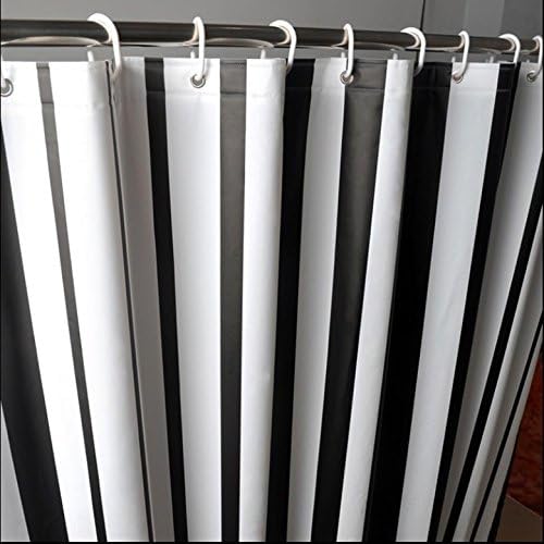 1/pc Shower Curtain Curtains Black And White Stripes Peva Material Bathroom Bathroom Opaque , 180*200cm