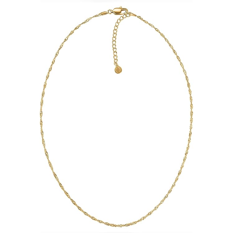 day.berlin Damen Halskette Sun in Gold 18k vergoldet mit Anhänger Münze mattiert, filigrane Kette 47 5cm variable Länge, 316L Edelstahl nickelfrei und wasserfest day.berlin Damen Halskette Sun in Gold 18k vergoldet mit Anhänger Münze mattiert, filigrane Kette 47 5cm variable Länge, 316L Edelstahl nickelfrei und wasserfest