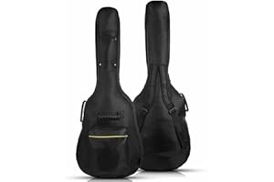 ALAYSTAR New Premium Black Full Padded Waterproof Classical Acoustic Guitar Bag Holder – Heavy Duty Full Size Protective Foam Padded Back Case for Acoustic, Classical and Electrical Guitars.