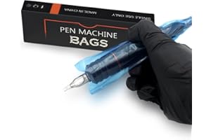 EZ TATTOO Couvertures de Machines à Tatouer - 200pièces (5cm X 16cm) Transparent Bleu Jetable Sacs Pour Machines à Tatouer pour Machine à Tatouer