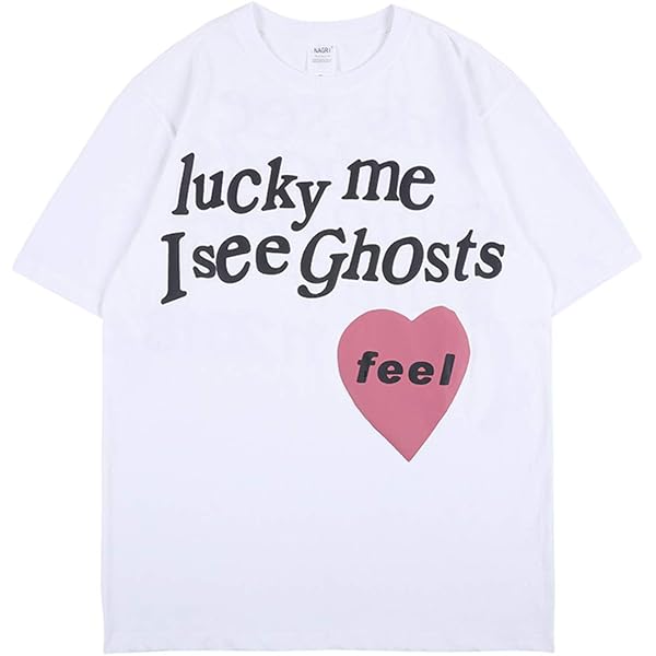 Heren Lucky me I See Ghosts T-shirt : Amazon.nl: Kleding, schoenen u0026  sieraden