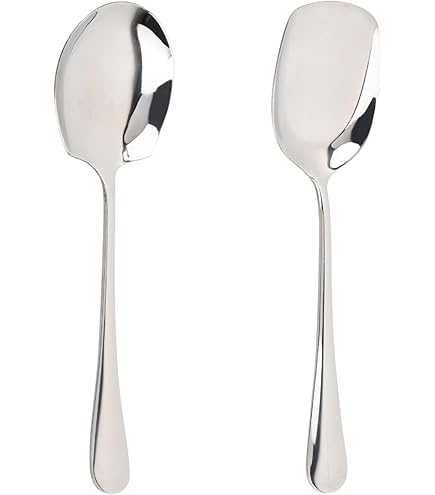 Lot De 2 Cuillères De Service En Acier Inoxydable - Longueur 25 Cm, Grande Capacité - Pour Buffet, Repas Famille, Restaurant