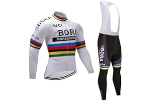 assocauicy Conjunto Ciclismo Hombre Manga Larga,Ropa Ciclismo Invierno Pantalones Con 3D Para Almohadillas De Gel