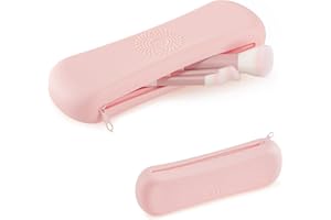 OutSpry Make Up Pinselhalter Silikon, Reißverschluss Reise Make Up Pinsel Aufbewahrung (Ohne Schminkpinsel) Portable Atmungsaktiv Kosmetiktasche Make Up Organizer, Rosa