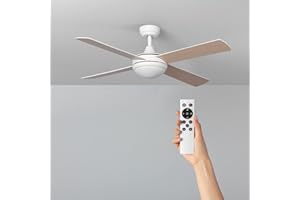 TECHBREY Ventilador de Techo LED Baffín Blanco Madera 132cm Motor DC Madera165º