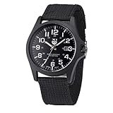 Hunpta Outdoor Herren Datum Edelstahl Militärsport Analog Quarz Armee-Armbanduhr (Schwarz)