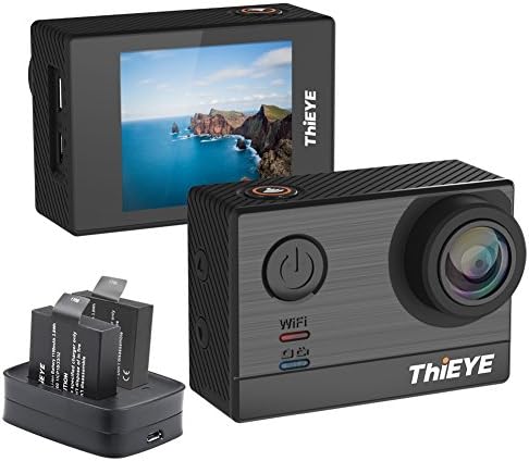ThiEYE T5e 4K Action Camera,Processor Ambarella A12S Sony IMX117 Sensor,16MP,2.0" Screen,2 batteries,60 Meter WIFI Waterproof Sports Cameras with 170 Degree Wide Lens
