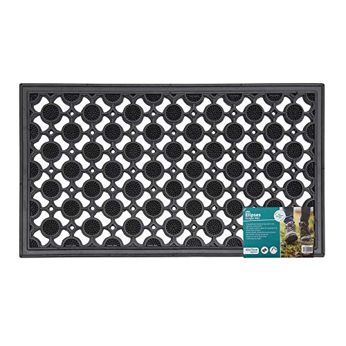 JVL Ellipse Design Cerchi in Gomma Resistente Pavimento zerbino, Nero, 40 x 70 cm