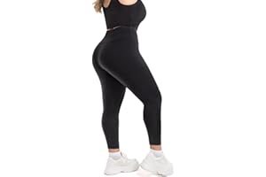 Leafigure Leggings Große Größen Damen High Waist, Blickdicht Schwarze Plus Size Leggings Damen für Sport Gym